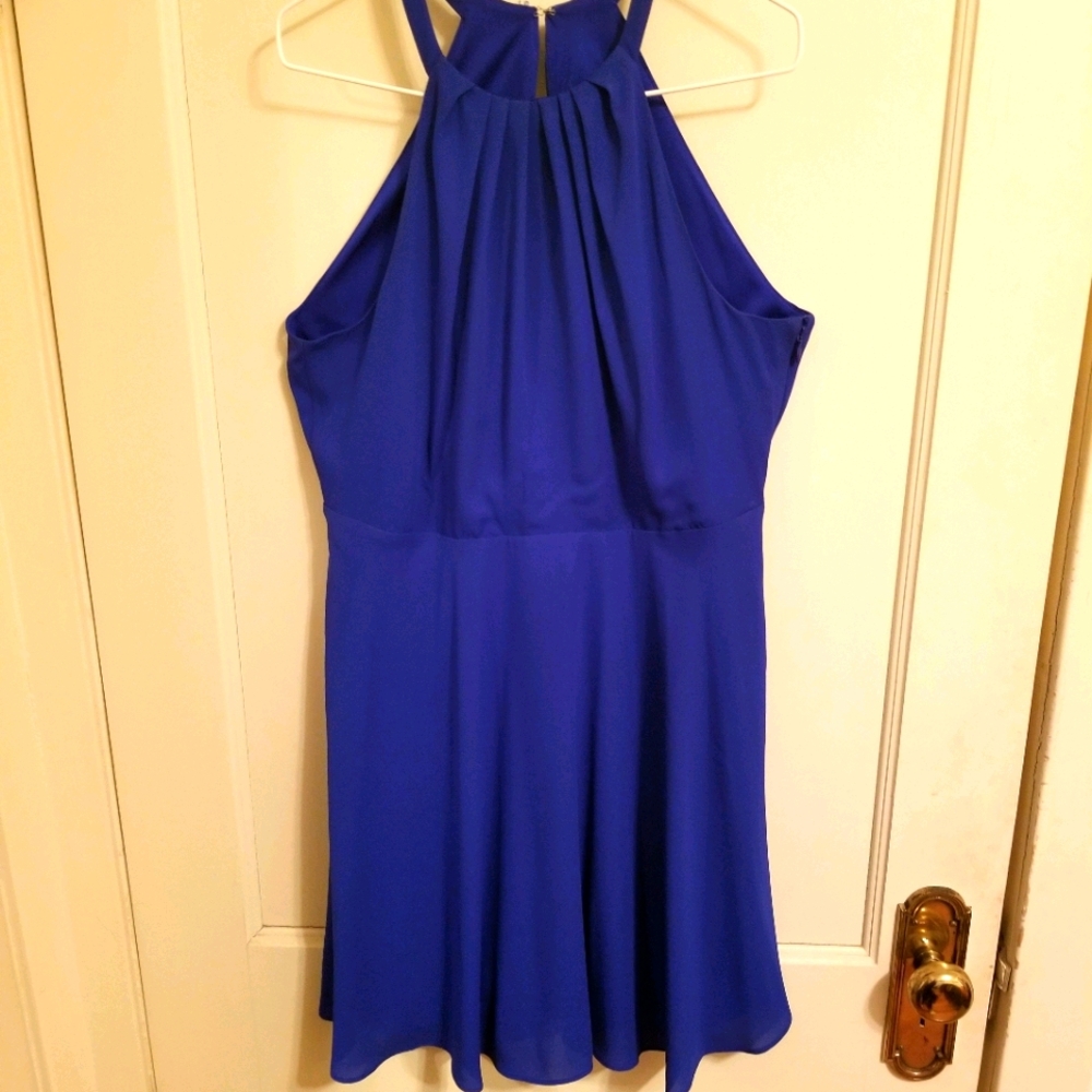 Indigo Flowy Midi Dress, Chic, Feminine (LIKE NEW)